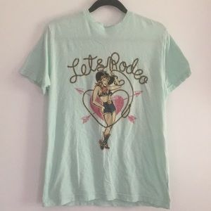 American Highway Let’s Rodeo Distressed Graphic T-Shirt Medium